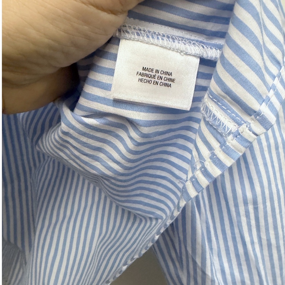 Favorite Daughter The Crop Stripe Cotton Button-Up Shirt Blue M - Picture 12 of 15